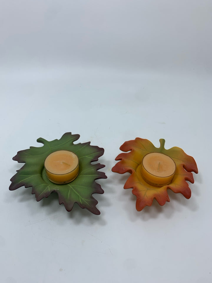 2PC MAPLE LEAF TEA LIGHT HOLDERS- PARTYLITE.