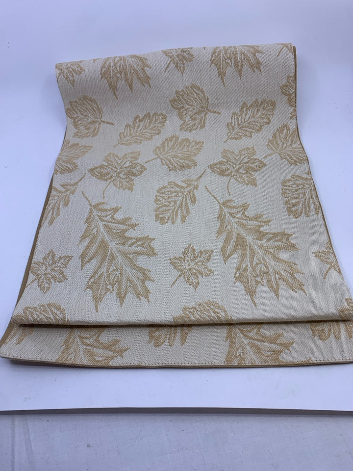 BEIGE/TAN LEAF TABLE RUNNER.