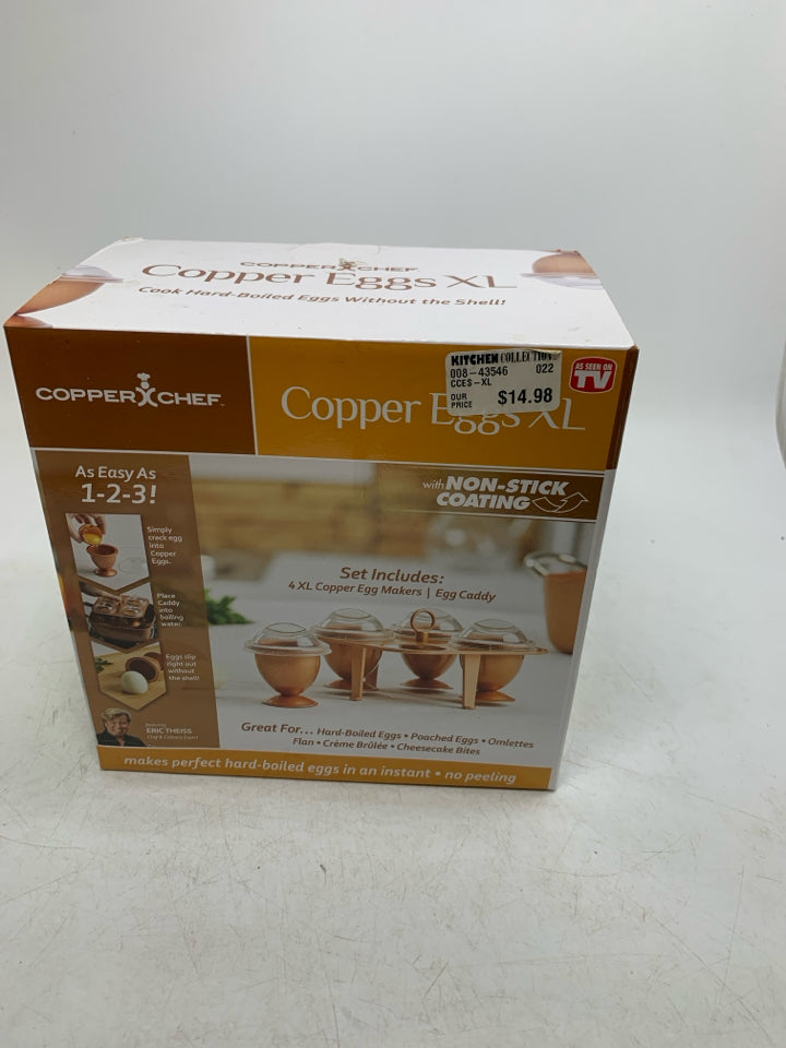 NIB COPPER CHEF COPPER EGG MAKERS E/ CADDY.