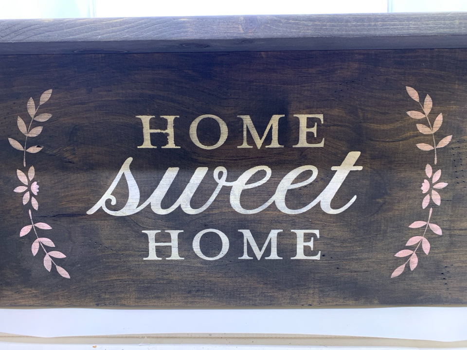 BLACK HOME SWEET HOME WOOD SHELF WALL HANGING.