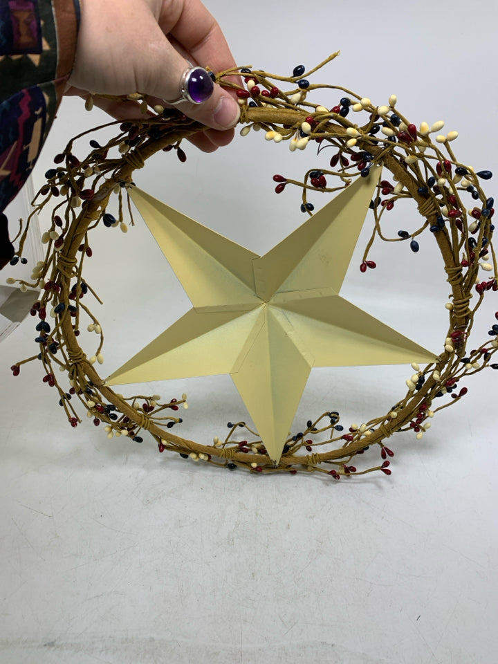 METAL STAR W/ RED WHITE BLUE PIPE BERRIES.