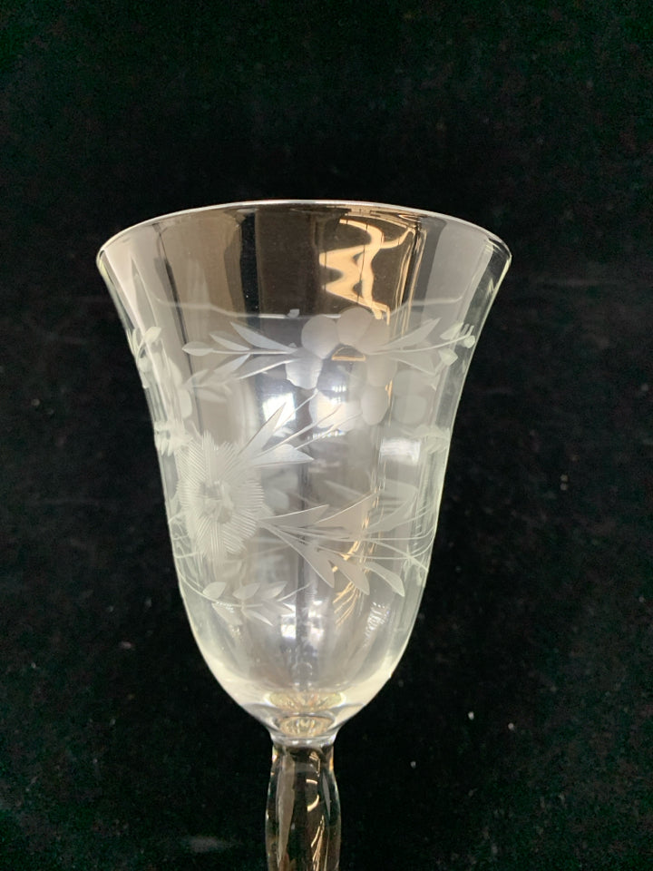 6 PRINCESS HOUSE ETCHED WINE GOBLETS.