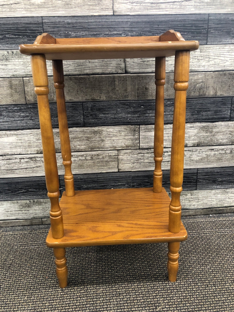 VTG SPINDLE LEG 2 SHELF SIDE TABLE.