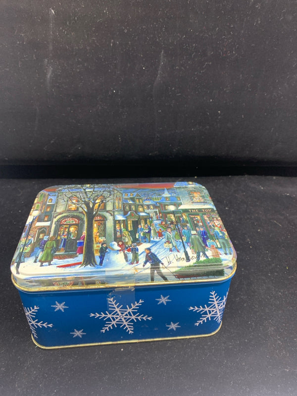 2 WINTER SCENE NESTING TIN BOXES.