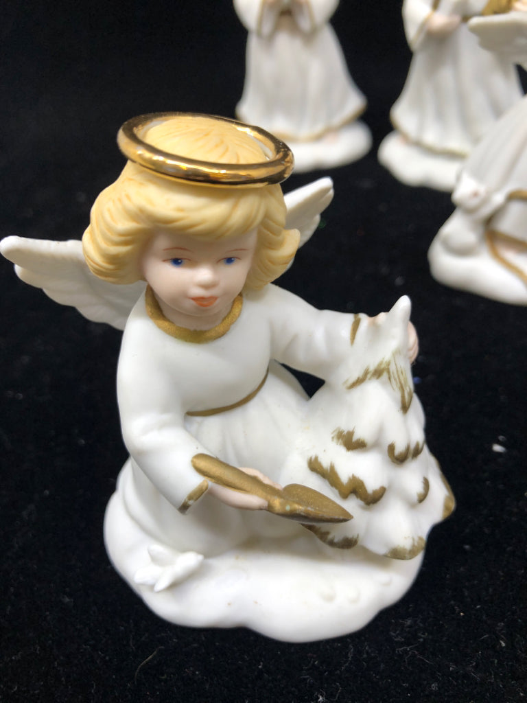 4 CERAMIC W GOLD ACCENTS ANGELS.