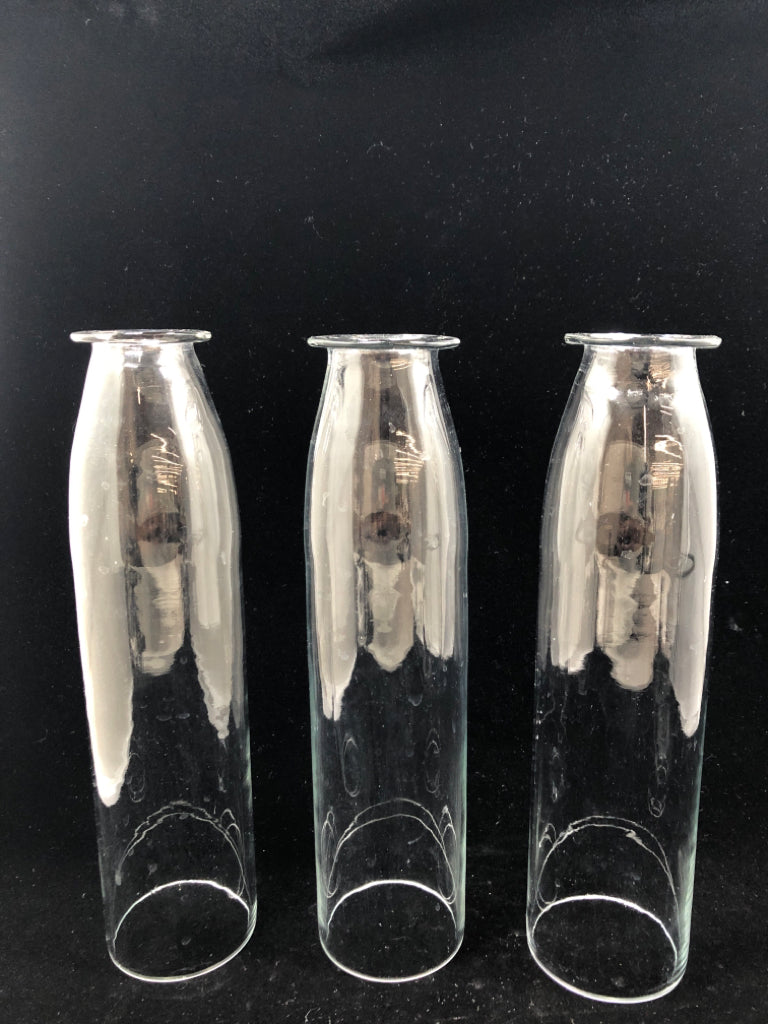 MILK BOTTLE STYLE CANDLE HOLDERS W/METAL BASE.