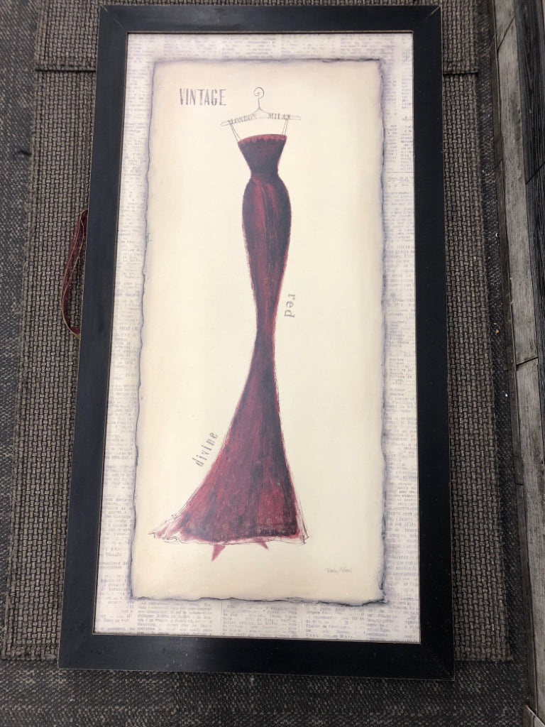 LARGE RED DRESS WALL ART.