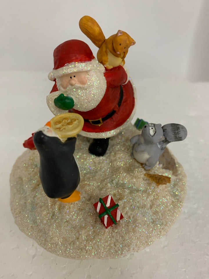 PENGUIN HOLDING COOKIE PLATE FOR SANTA CANDLE TOPPER.