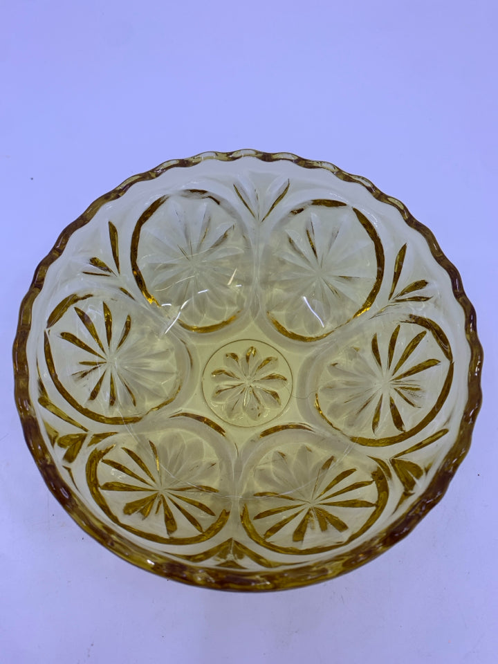 VTG AMBER GLASS NUT BOWL.