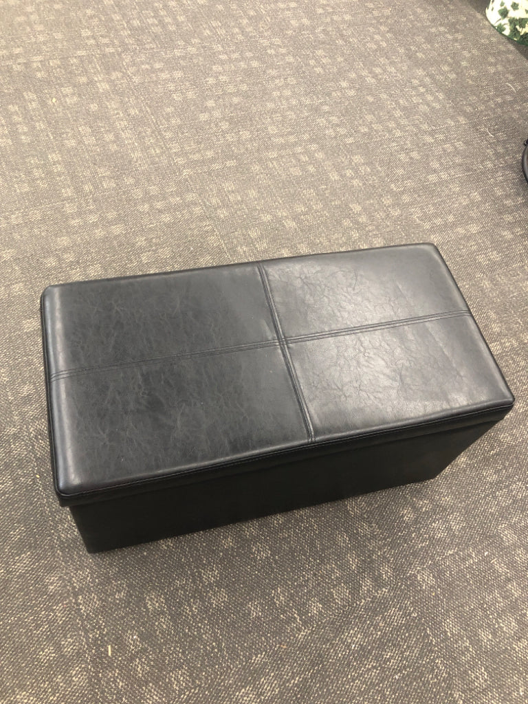 FAUX LEATHER STORAGE OTTOMAN.