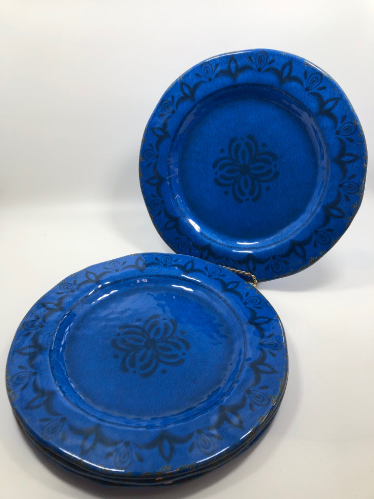 12PC BLUE MELAMINE DISH SET SRV FOR 4.