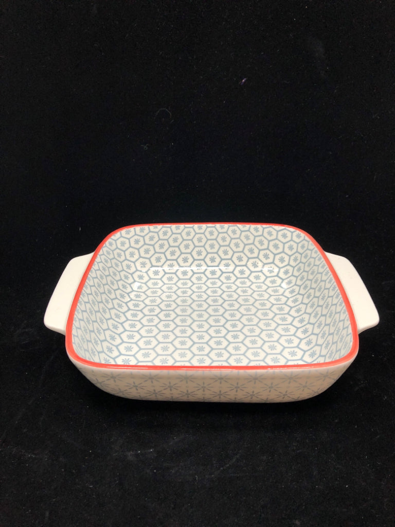 GRAY HONEYCOMB & CORAL BAKING DISH - GRACES PANTRY.