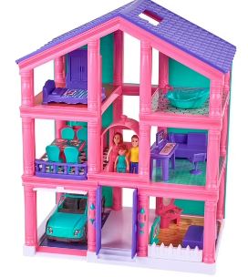 Kid Connection 3-Story Dollhouse Play Set with Working Garage and Elevator, with