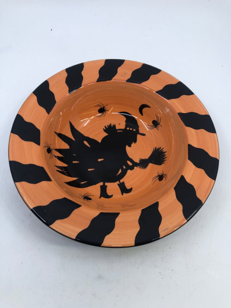 BLACK AND ORANGE WITCH BOWL.