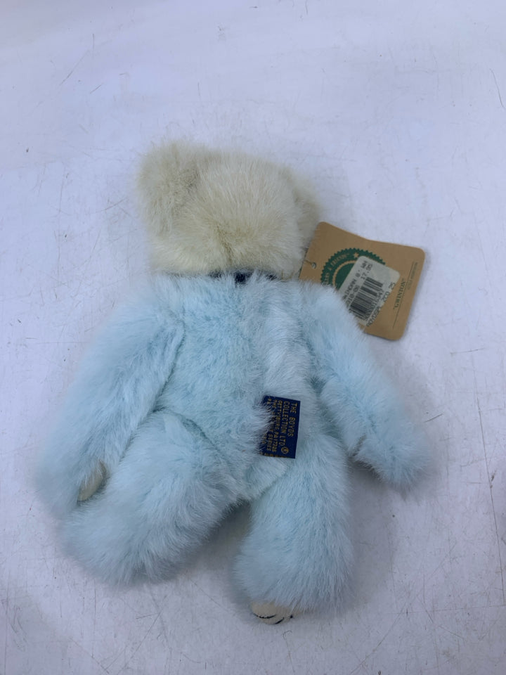 SMALL BLUE/WHITE BEAR W/ ROSE BUTTONS BOYDS BEAR.