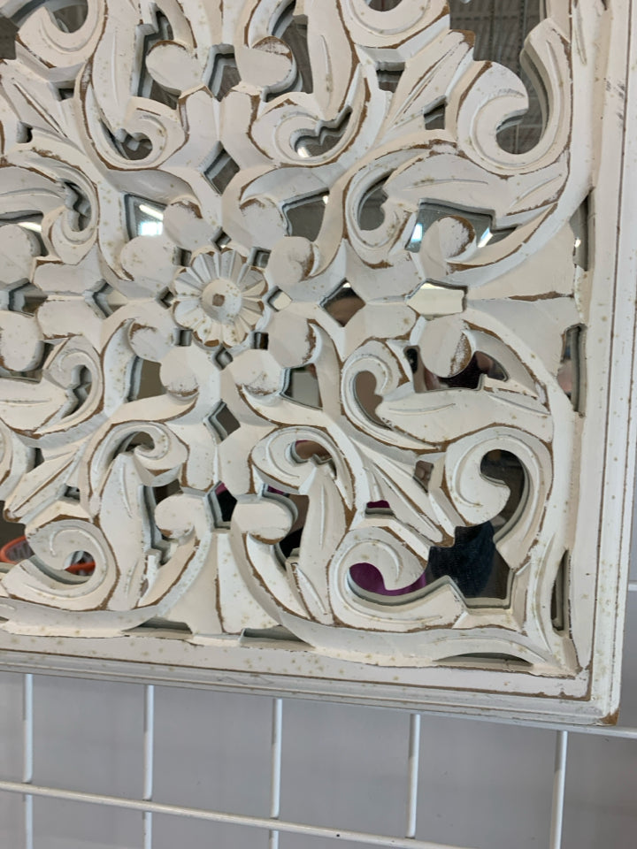 WHITE WOODEN DECOR WALL PANEL.