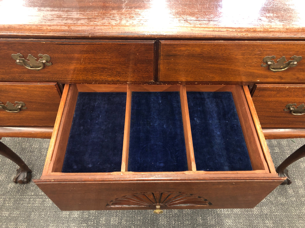 DARK WOOD BUFFET 5 DRAWERS.