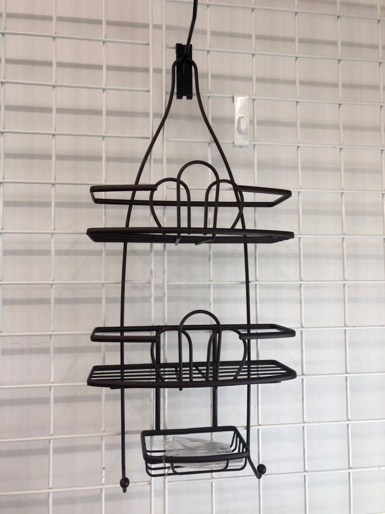 2 TIER BROWN METAL SHOWER ORGANIZER W/SOAP DISH.