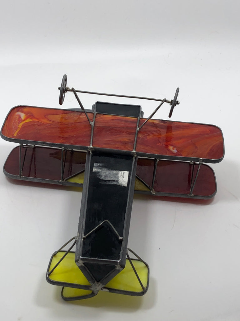 STAINED GLASS AIRPLANE FIGURE.