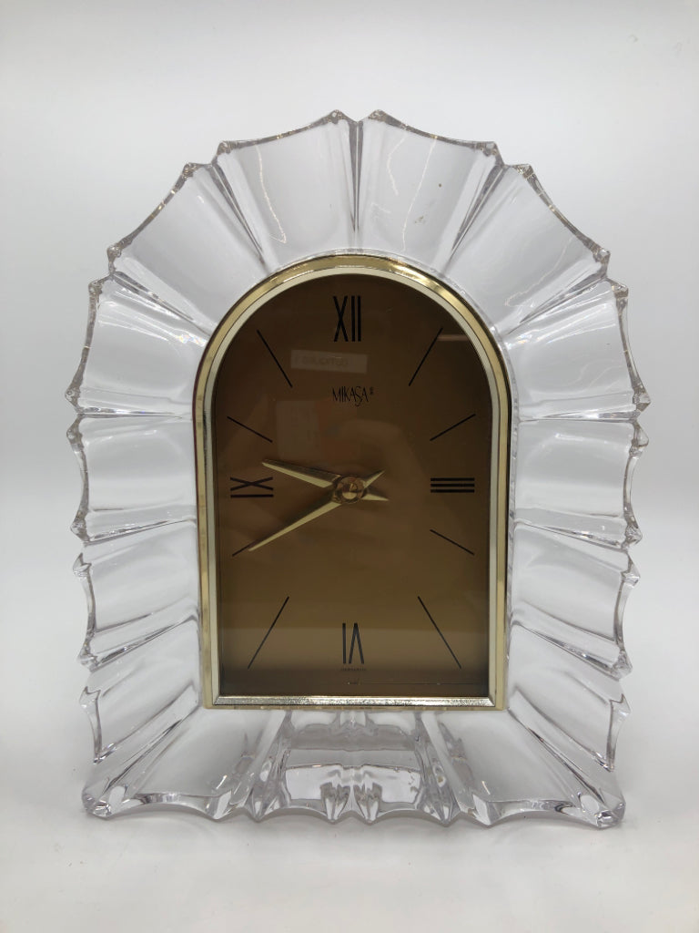 STANDING MIKASA CRYSTAL CLOCK.