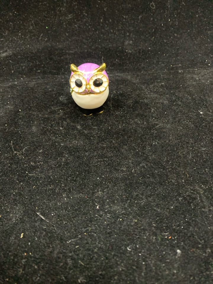 JEWELED PURPLE OWL TRINKET BOX.