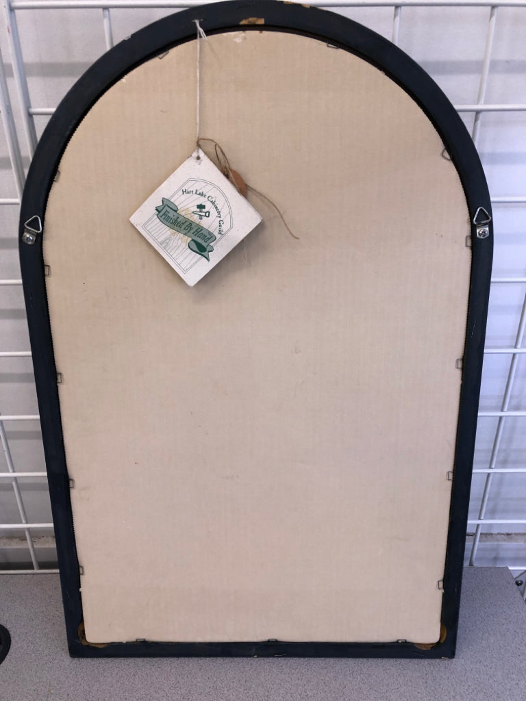 BLUE WOOD WINDOWPANE WALL MIRROR.