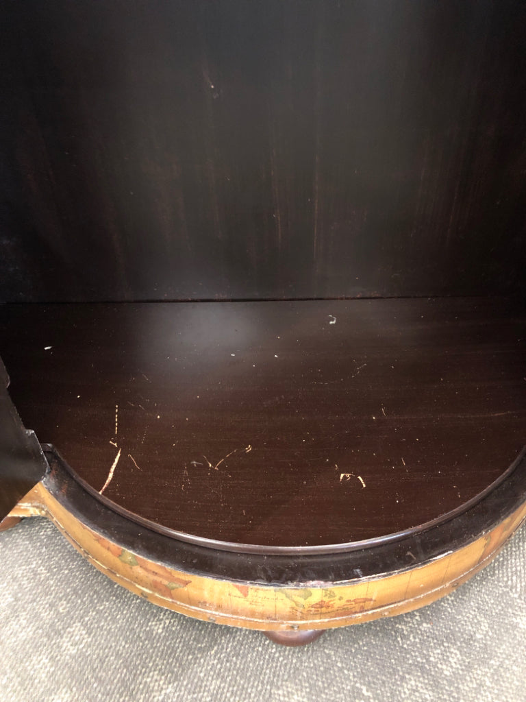 MAP FAUX LEATHER DESIGN CONSOLE TABLE/CABINET W/ SHELF.