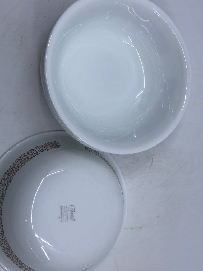4 BROWN FLORAL PATTERN CORELLE BOWLS.