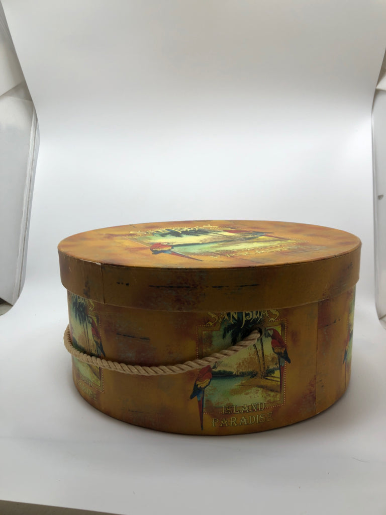 ISLAND PARADISE ROUND STORAGE HAT BOX.