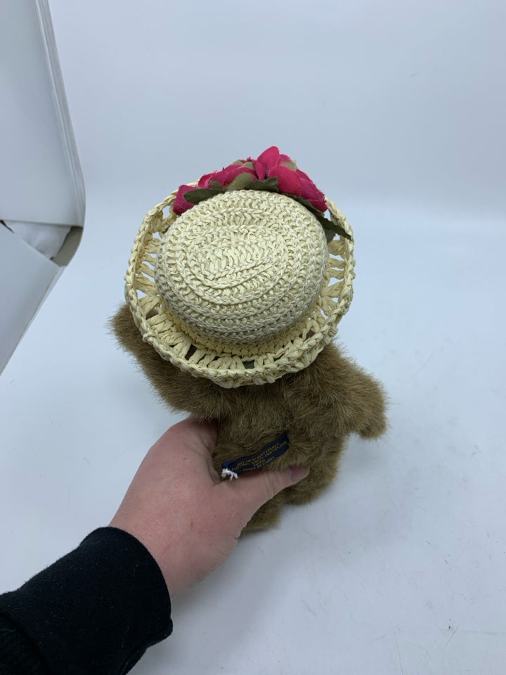 LIGHT BROWN BEAR W/ STRAW HAT BOYDS BEAR.