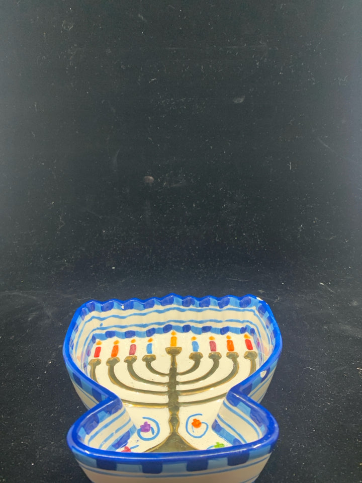 CERAMIC MENORAH DISH.