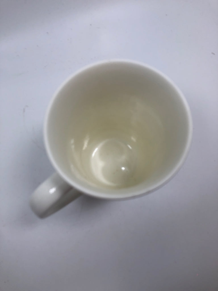 TALL WHITE W/GREEN TREES STARBUCKS MUG.