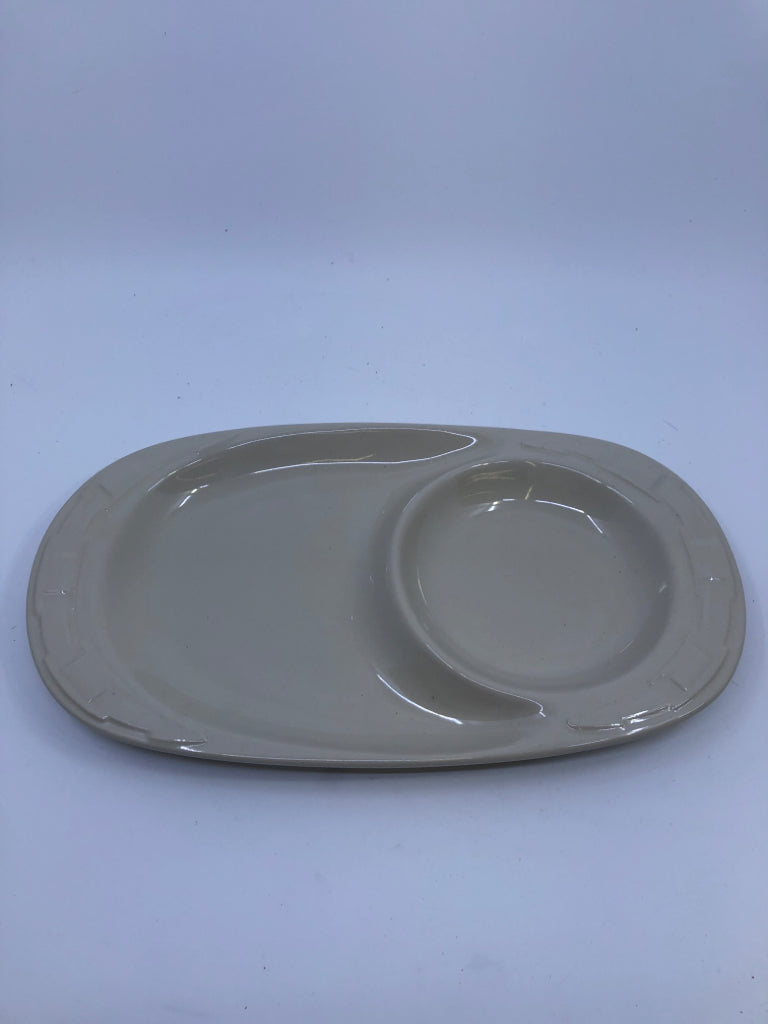 IVORY DIVIDED SNACK PLATE.