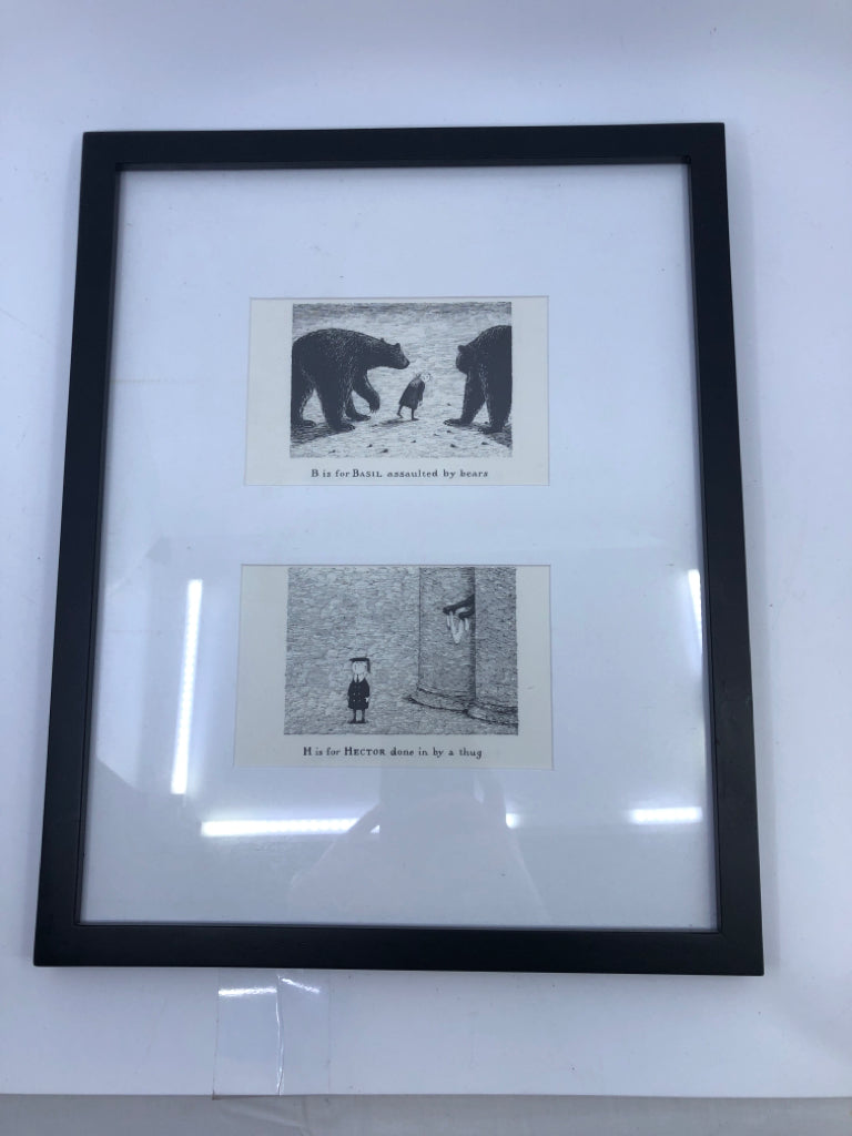 BEAR DRAWING IN BLACK FRAME.
