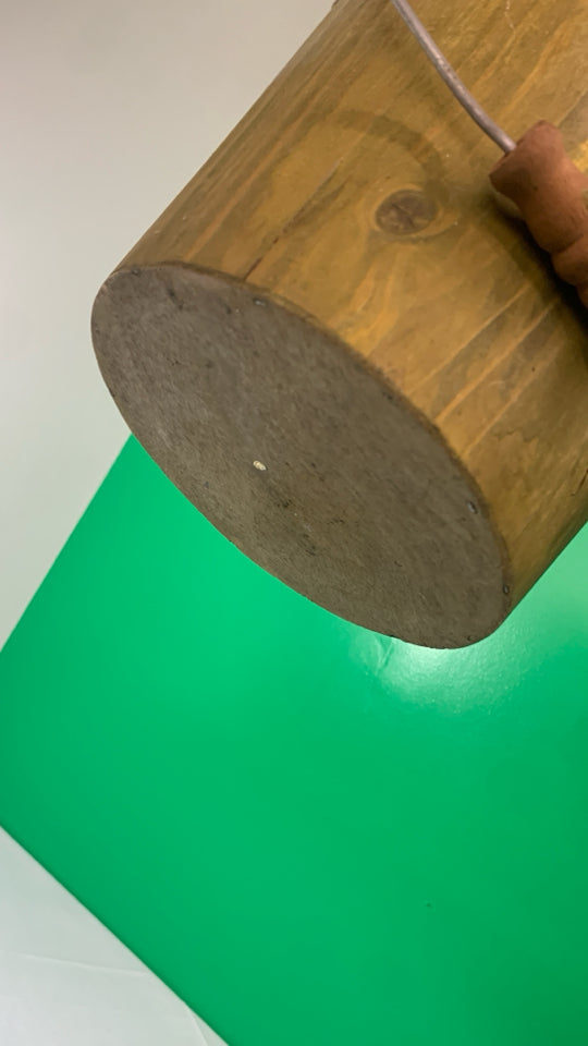 WOOD GREEN BUCKET W/ PAINTED PUMPKIN W/ FILLER INSIDE.