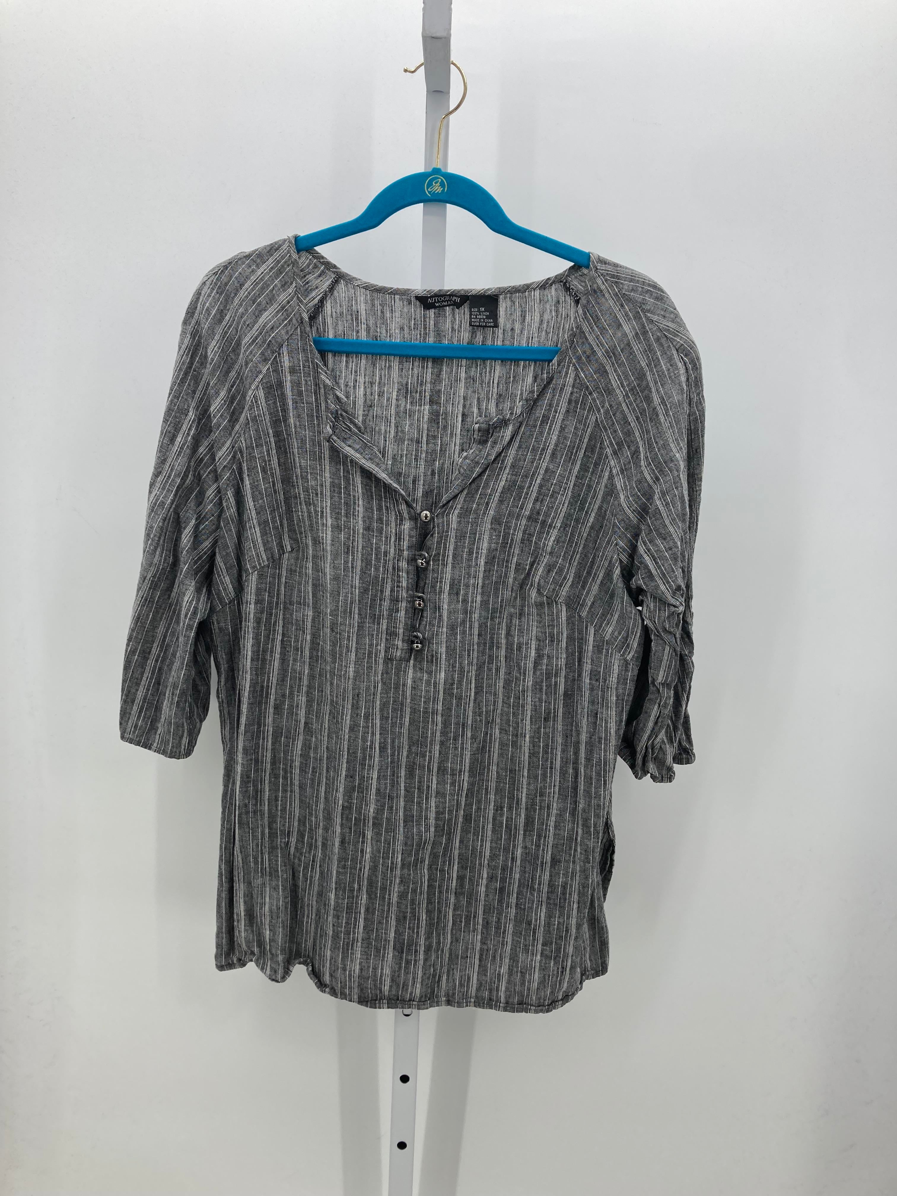Autograph Size 1X Womens 3/4 Sleeve Shirt