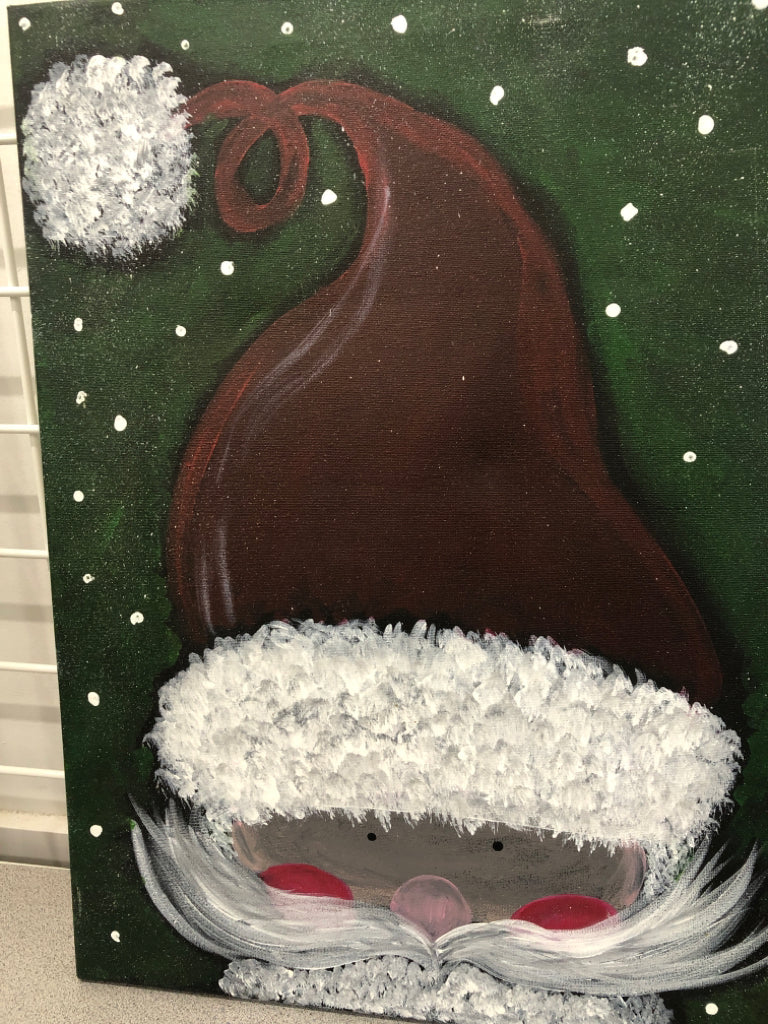 SANTA W/ SANTA HAT CANVAS.