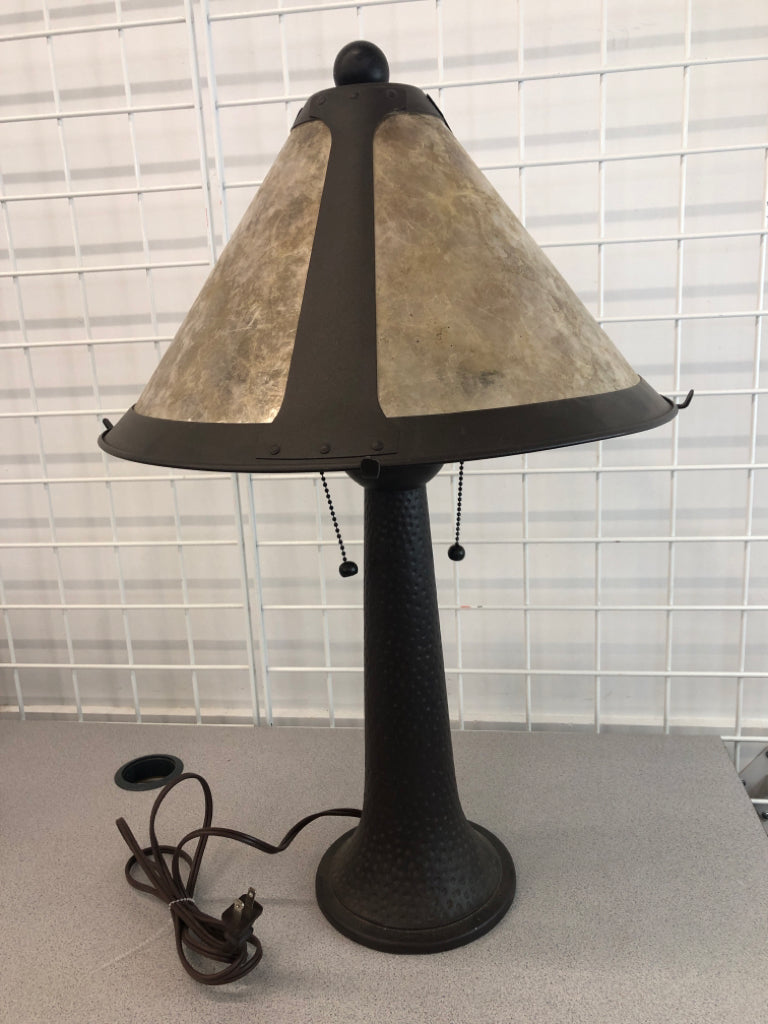 2-LIGHT METAL MICA LAMP.