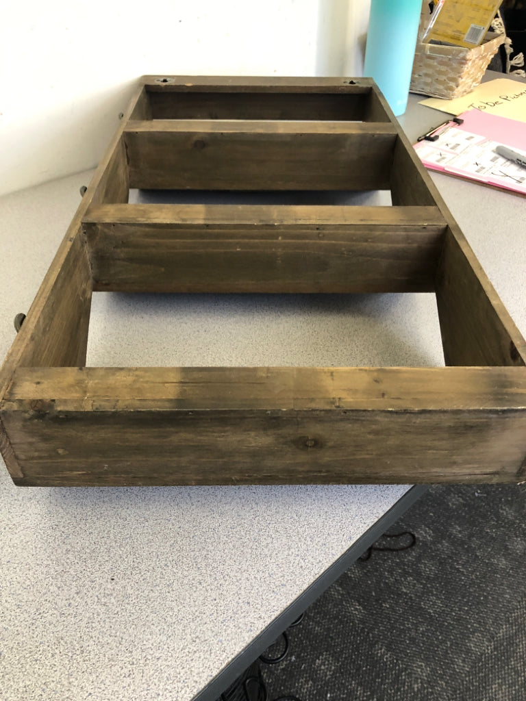 DARK WOOD HANGING MAILBOXES.