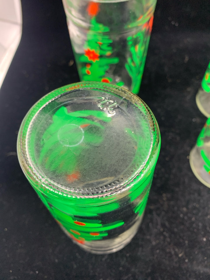 8 HEAVY GLASS CHRISTMAS TREE GLASSES.