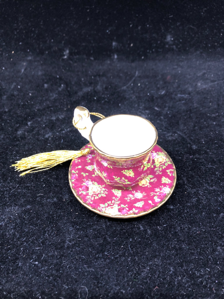 NIB DARK PINK TEACUP ORNAMENT-ROYAL ALBERT.