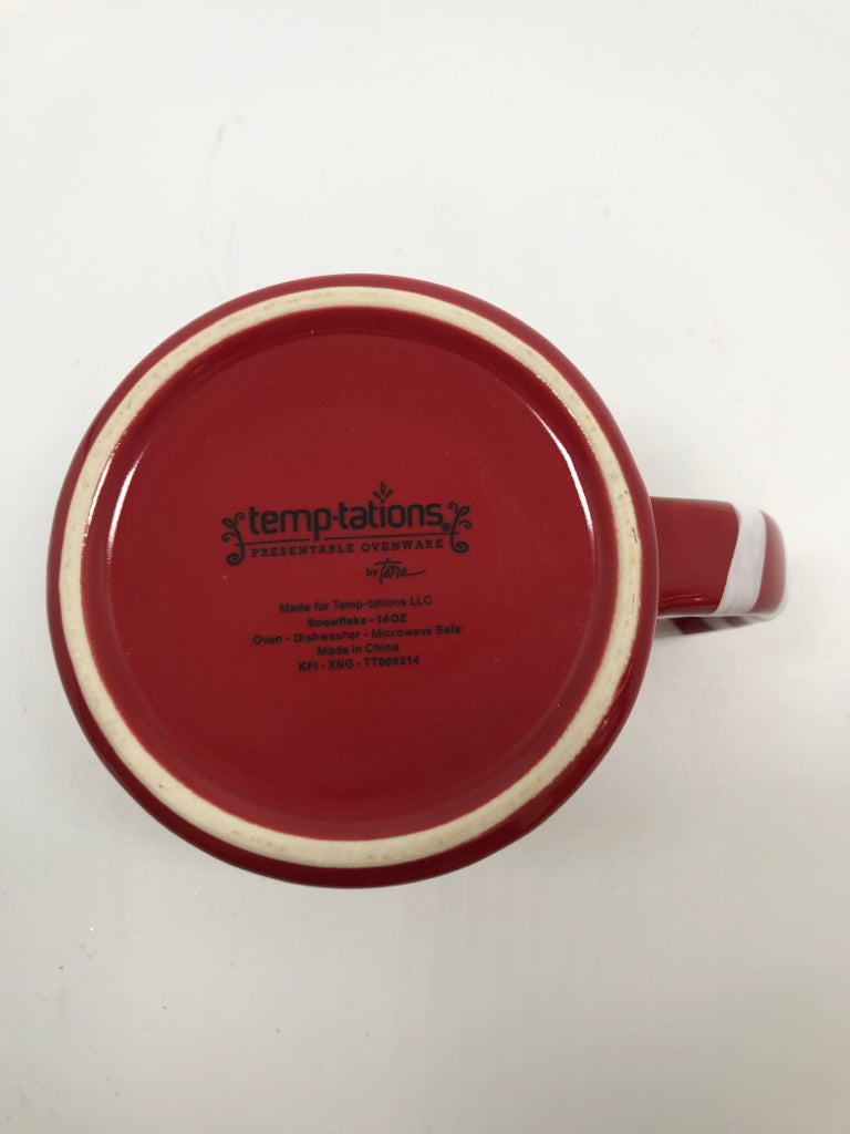 6 RED SNOWFLAKE MUGS - TEMPTATIONS.