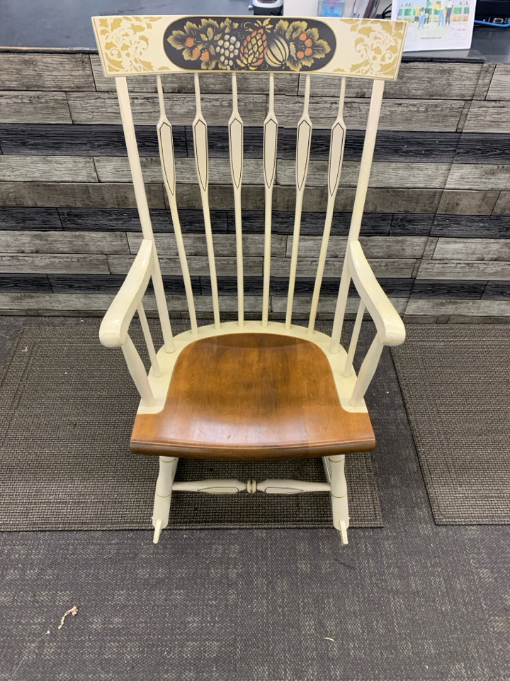 VTG CREAM AND WOOD ROCKER.