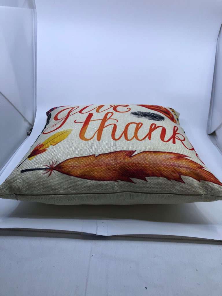 GIVE THANKS FEATHERS PILLOW.