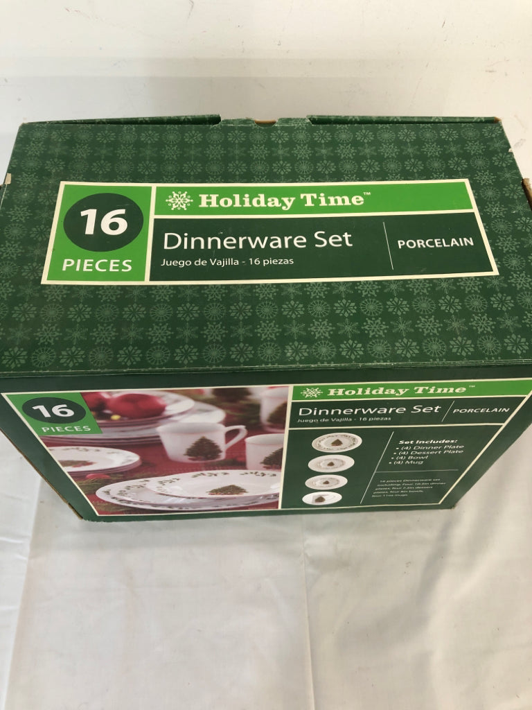 NIB 16PC HOLIDAY DINNER WARE SET SVC 4.