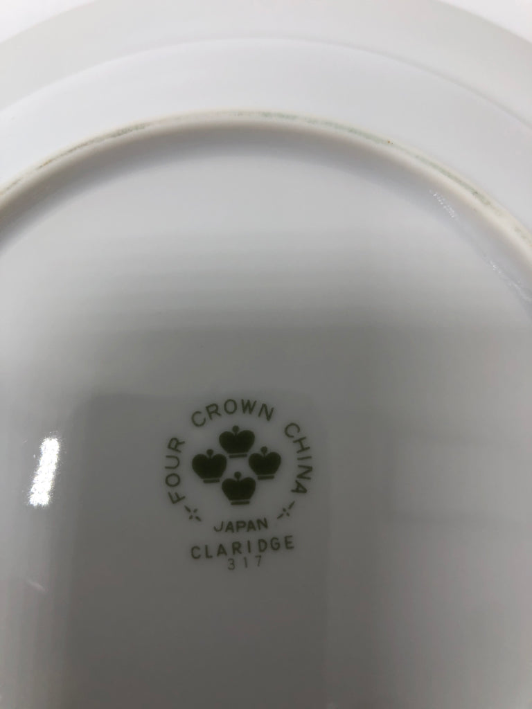 VTG FLORAL EDGE SERVING BOWL W/SILVER RIM.