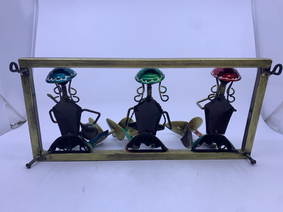 COLORFUL BRASS SHELF SITTING GIRLS WALL HANGING.