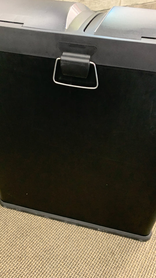 BLACK STEPNSORT 2-BIN TRASH CAN.