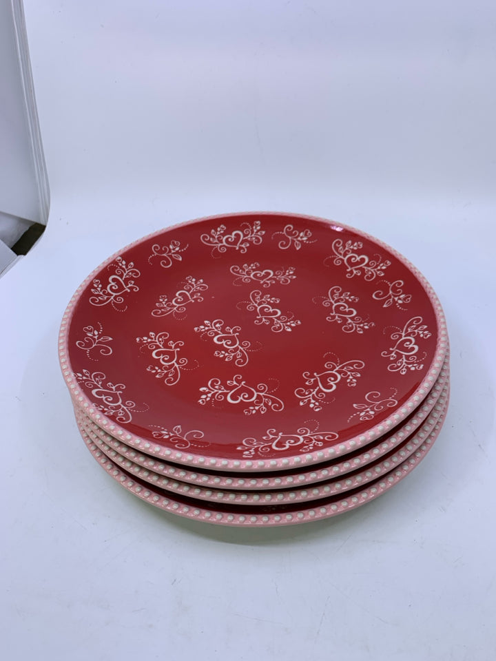 4 FLORAL LACE ROUND DINNER PLATES.