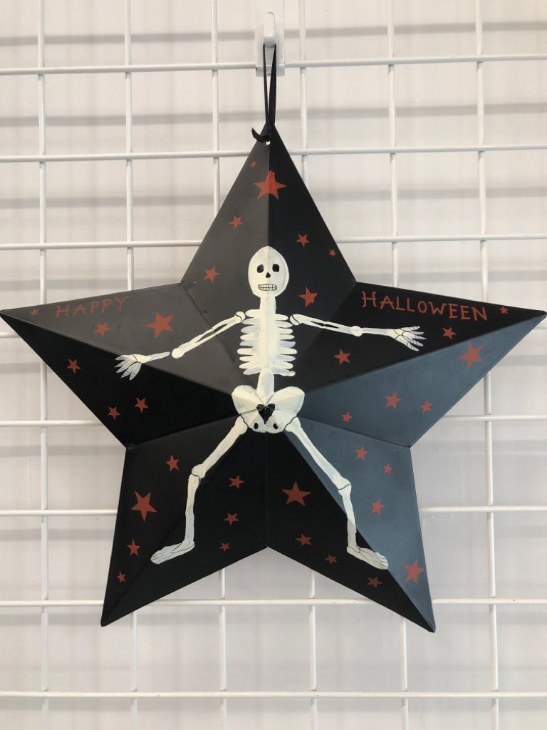 "HAPPY HALLOWEEN" PAINTED METAL STAR.